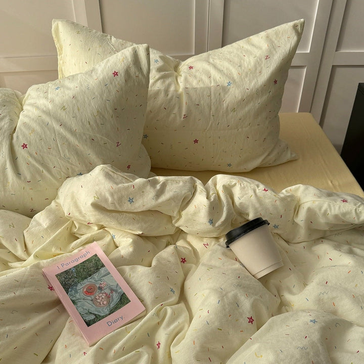 Creamy Pastel Sprinkles Print Duvet Cover Set with Pillowcases | Pastel Sprinkles Print for Playful Beds | Bedding Sets