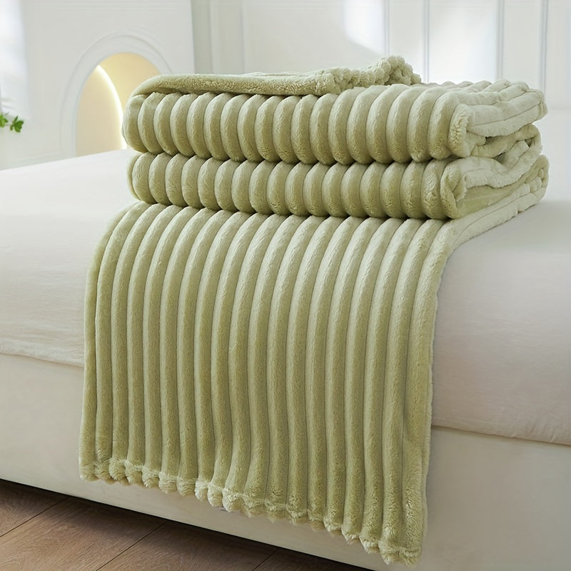 Soft Plush Ribbed Blanket for Couch and Bed Comfort | Ribbed Plush Warmth and Style | Throw Blankets