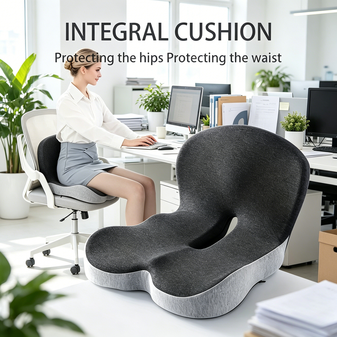 Contoured Memory Foam Seat Cushion Duo for Office and Car | Two Cushions, Two Seats | Seat Cushions