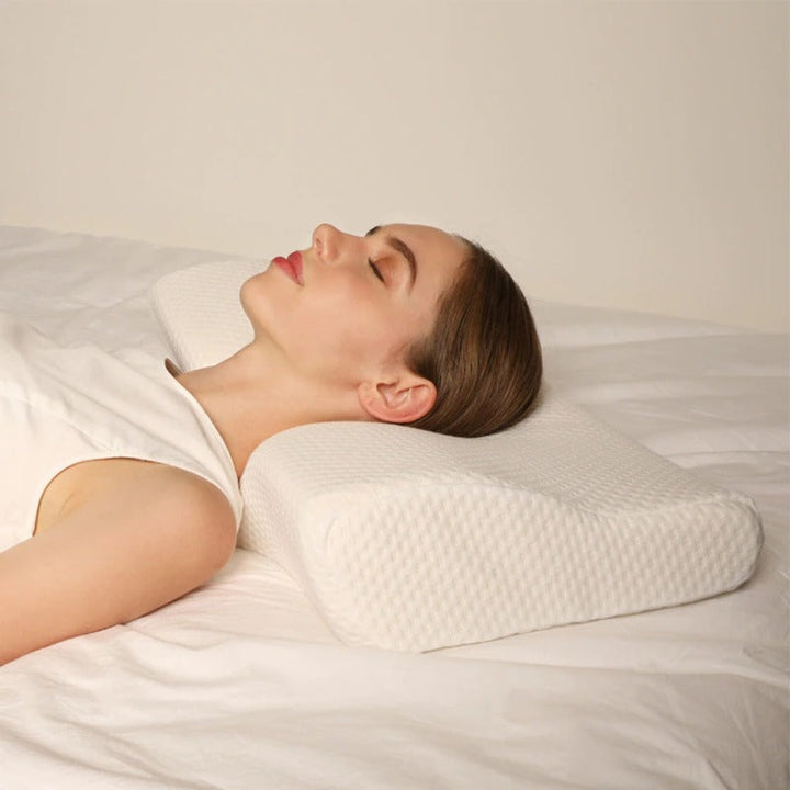 Contoured Memory Foam Cervical Pillow with Washable Cover, 60 x 35 cm | Contoured Support, Two Heights | Bed Pillows