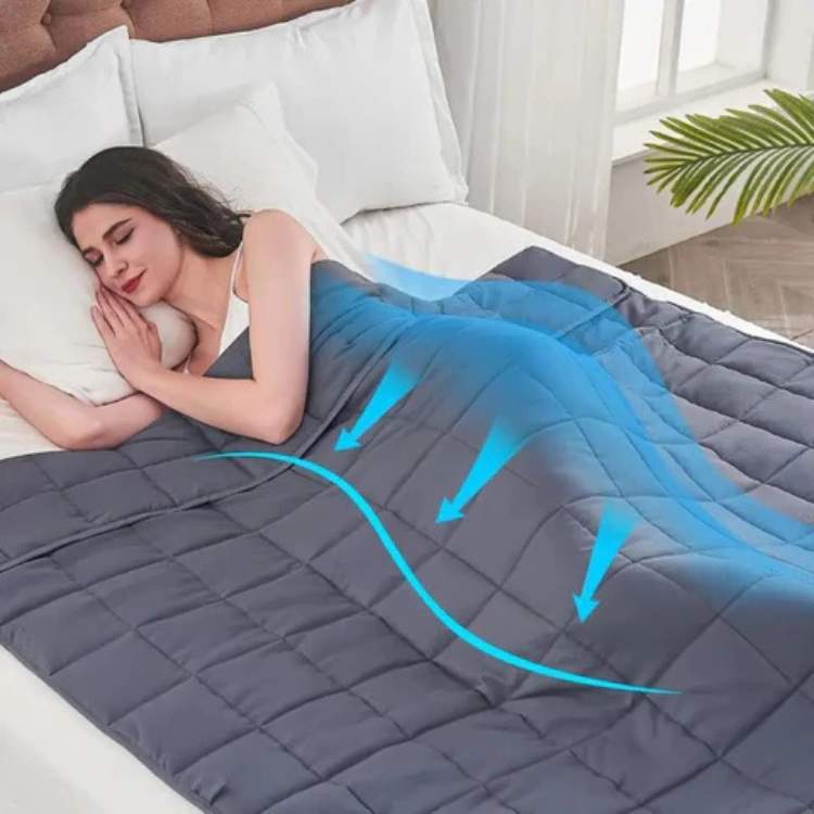 Weighted Blanket with Stitched Pockets and Breathable Zippered Cover | Evenly Weighted Cosy Sleep | Weighted Blankets