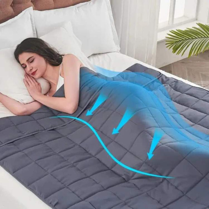 Weighted Blanket with Stitched Pockets and Breathable Zippered Cover | Evenly Weighted Cosy Sleep | Weighted Blankets
