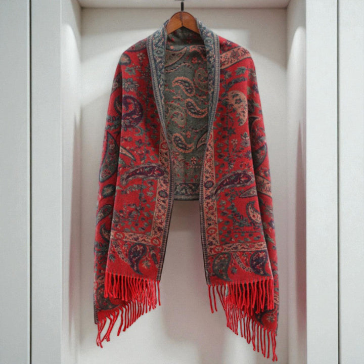 Double-Sided Paisley Winter Poncho Shawl Wrap for Women | A Wrap That Looks Dressed Up | Wearable Blankets
