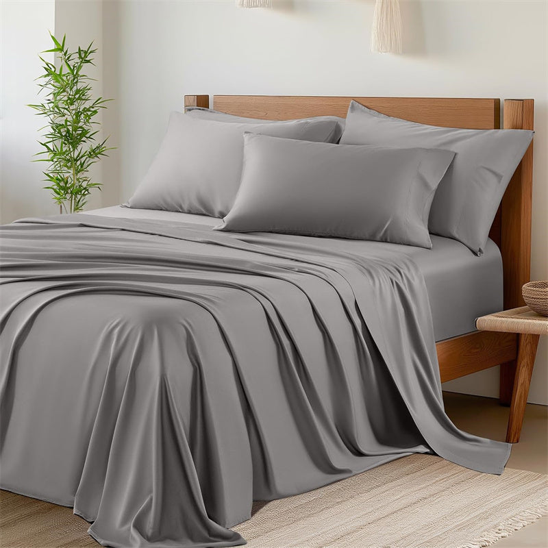 Bamboo Viscose Cooling Sheet Set with Fitted Sheet, Flat Sheet and Pillowcases | Cool Bamboo Sheets for Warm Sleepers | Bedding Sets