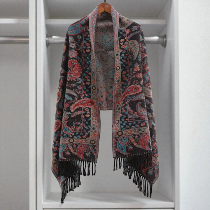 Double-Sided Paisley Winter Poncho Shawl Wrap for Women | A Wrap That Looks Dressed Up | Wearable Blankets