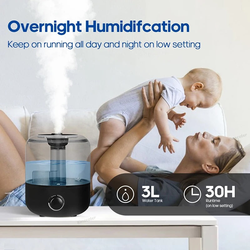 3L Ultrasonic Humidifier with Aroma Diffuser, Adjustable Mist and Remote Control | Moist Air and Calm Scents | Humidifiers