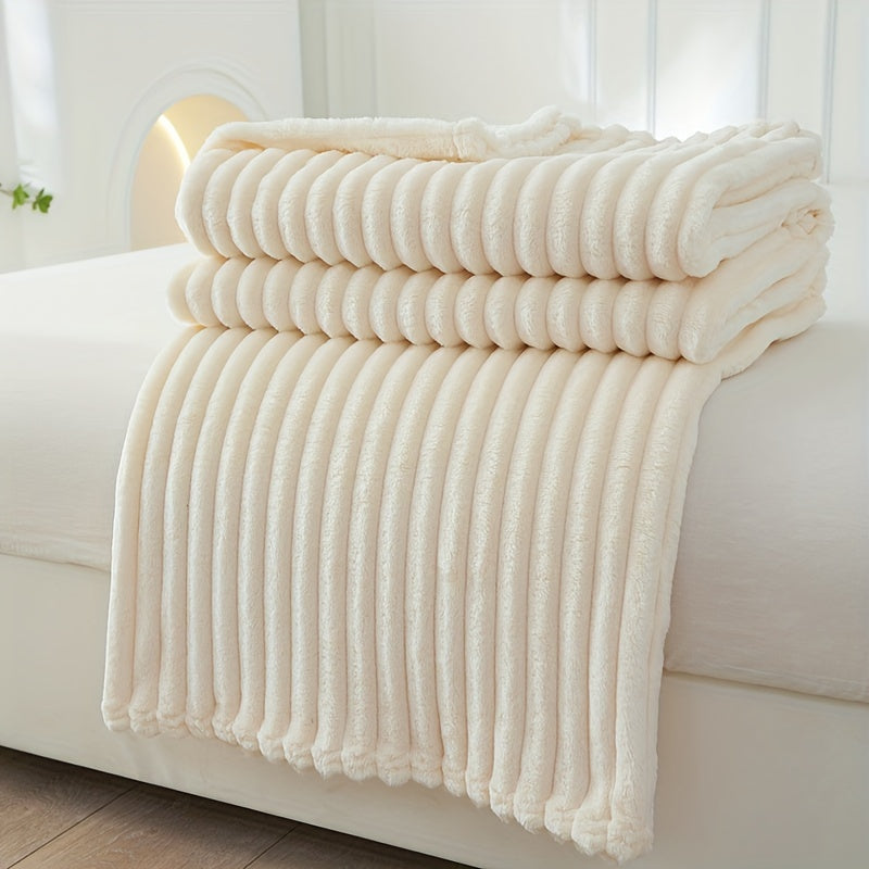 Soft Plush Ribbed Blanket for Couch and Bed Comfort | Ribbed Plush Warmth and Style | Throw Blankets