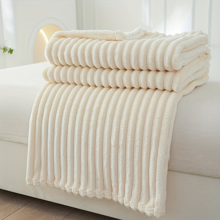 Soft Plush Ribbed Blanket for Couch and Bed Comfort | Ribbed Plush Warmth and Style | Throw Blankets