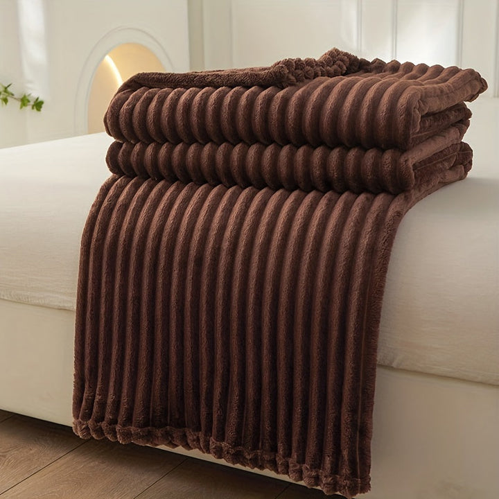 Soft Plush Ribbed Blanket for Couch and Bed Comfort | Ribbed Plush Warmth and Style | Throw Blankets