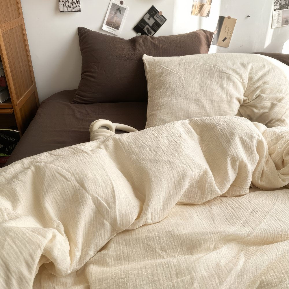 Earthy Beige and Brown Duvet Cover Set with Flat or Fitted Sheet | Earthy Tones for a Calm Bedroom | Bedding Sets