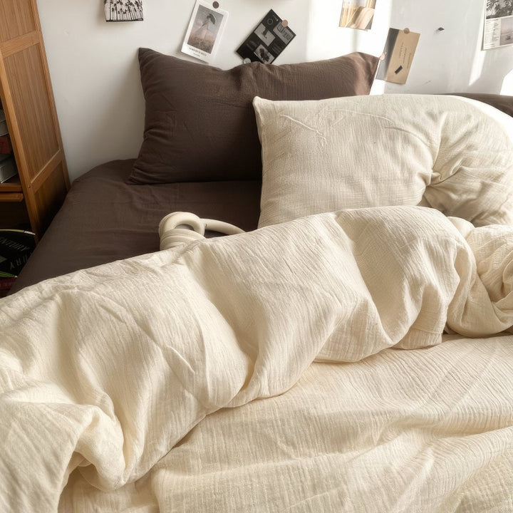 Earthy Beige and Brown Duvet Cover Set with Flat or Fitted Sheet | Earthy Tones for a Calm Bedroom | Bedding Sets