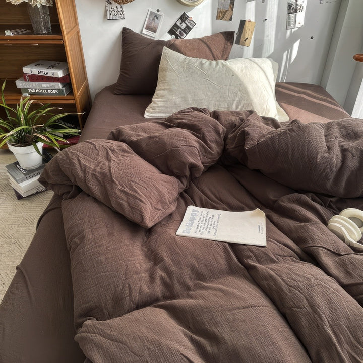 Earthy Beige and Brown Duvet Cover Set with Flat or Fitted Sheet | Earthy Tones for a Calm Bedroom | Bedding Sets