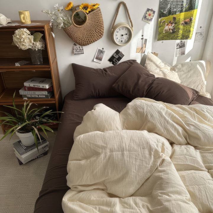Earthy Beige and Brown Duvet Cover Set with Flat or Fitted Sheet | Earthy Tones for a Calm Bedroom | Bedding Sets