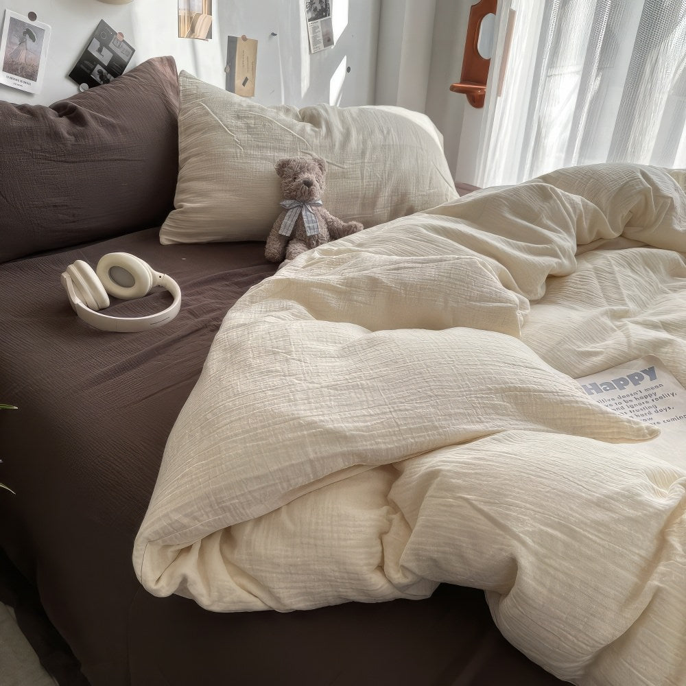 Earthy Beige and Brown Duvet Cover Set with Flat or Fitted Sheet | Earthy Tones for a Calm Bedroom | Bedding Sets