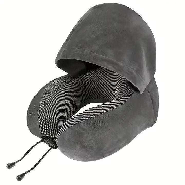 Memory Foam U-Shaped Travel Pillow with Detachable Hood | Travel Rest with Extra Cover | Travel Pillows