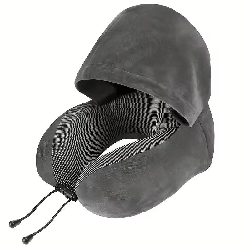 Hooded U-Shaped Memory Foam Travel Neck Pillow with Detachable Hood | Rest Anywhere with Hooded Comfort | Travel Pillows