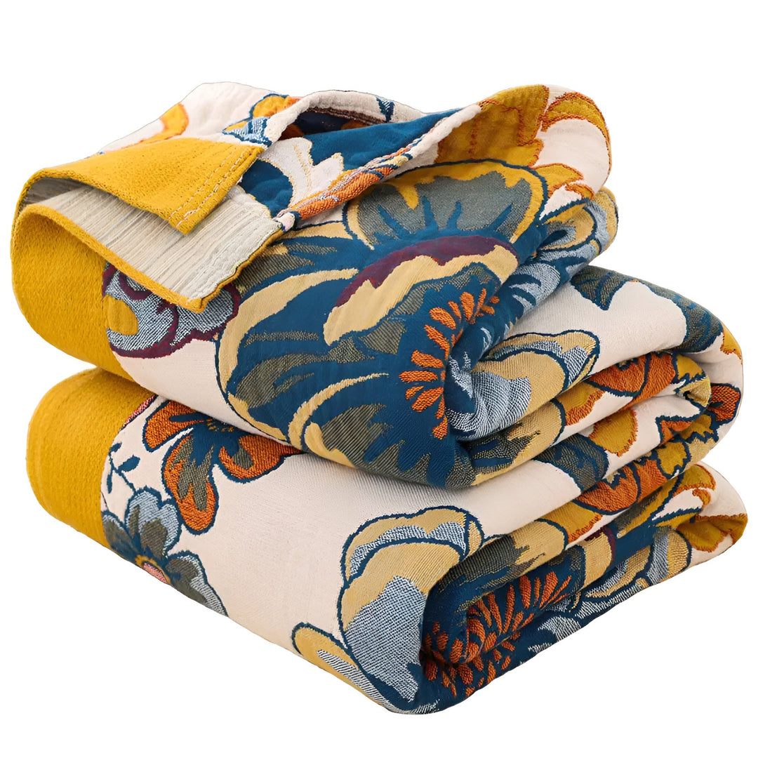 Soft Floral Reversible Cotton Blanket, 79 x 90in for Beds and Sofas | Florals on Both Sides | Throw Blankets