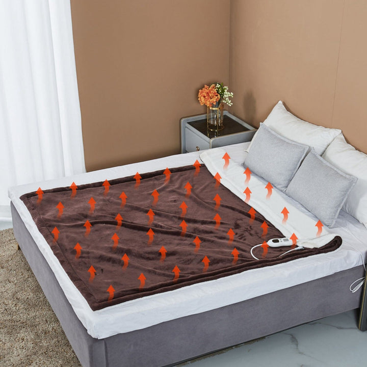 Electric Heated Flannel Blanket with 6 Heat Settings and 1-8 Hour Timer | Six Heat Levels, Flexible Timer | Heated Blankets