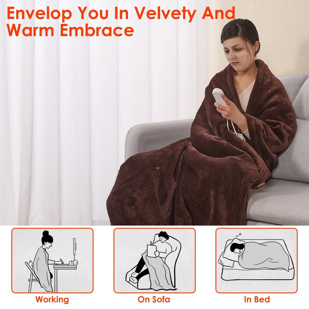 Electric Heated Flannel Blanket with 6 Heat Settings and 1-8 Hour Timer | Six Heat Levels, Flexible Timer | Heated Blankets