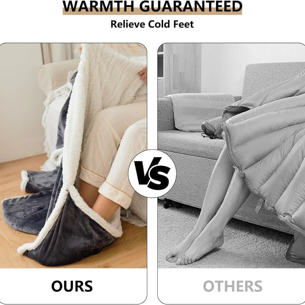 Electric Heated Wearable Blanket with Sleeves, Foot Pocket and 6 Heat Levels | Heated Wearable Blanket to the Feet | Heated Blankets