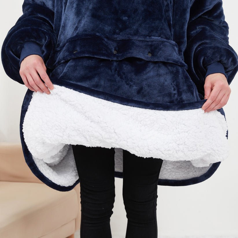 USB Heated Blanket Hoodie in Soft Oversized Flannel with Front Pocket | USB-Heated Flannel Hoodie Blanket | Heated Blankets