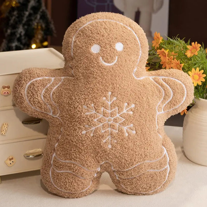 Gingerbread Christmas Plush Pillow, 36 cm Cookie-Shaped Decor | Cookie-Inspired Holiday Cheer | Holiday Decor