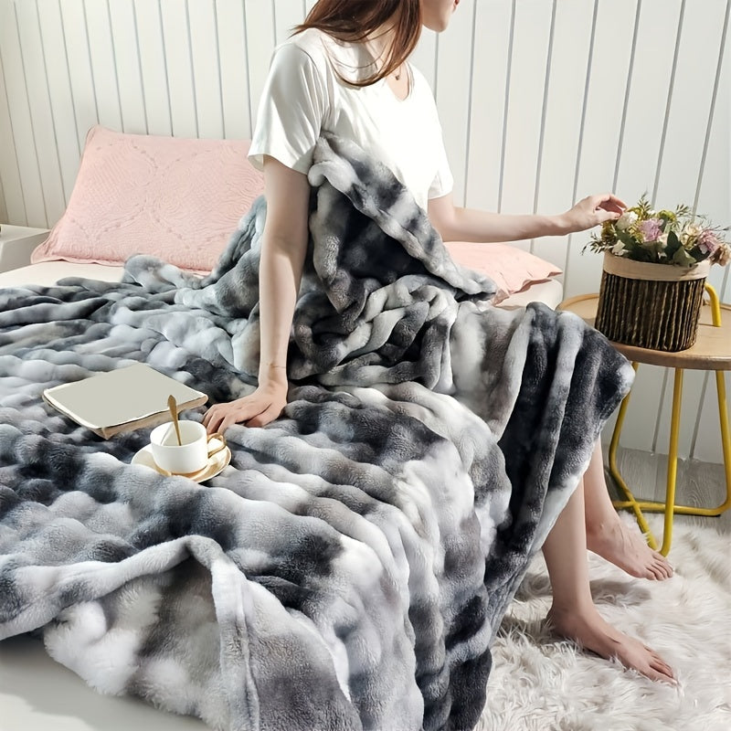 Coral Fleece Marble Print Blanket for All Seasons | Silky Coral Fleece Softness | Throw Blankets