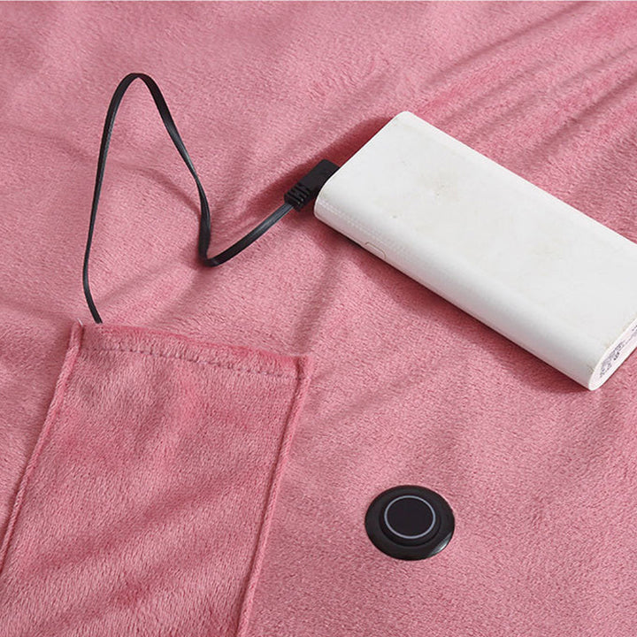 Portable USB Heated Blanket with Three Heating Elements and Power Bank Pocket | Even Heat with Three Elements | Heated Blankets