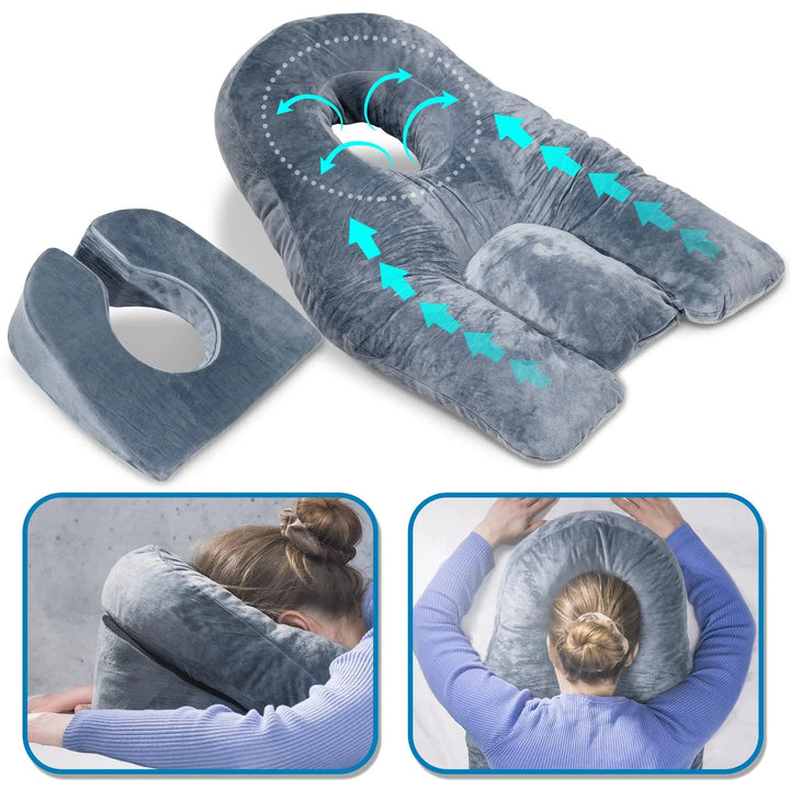 Face-Down Memory Foam Comfort Pillow with Warm and Cool Sides | Face-Down Rest with Open Space | Bed Pillows