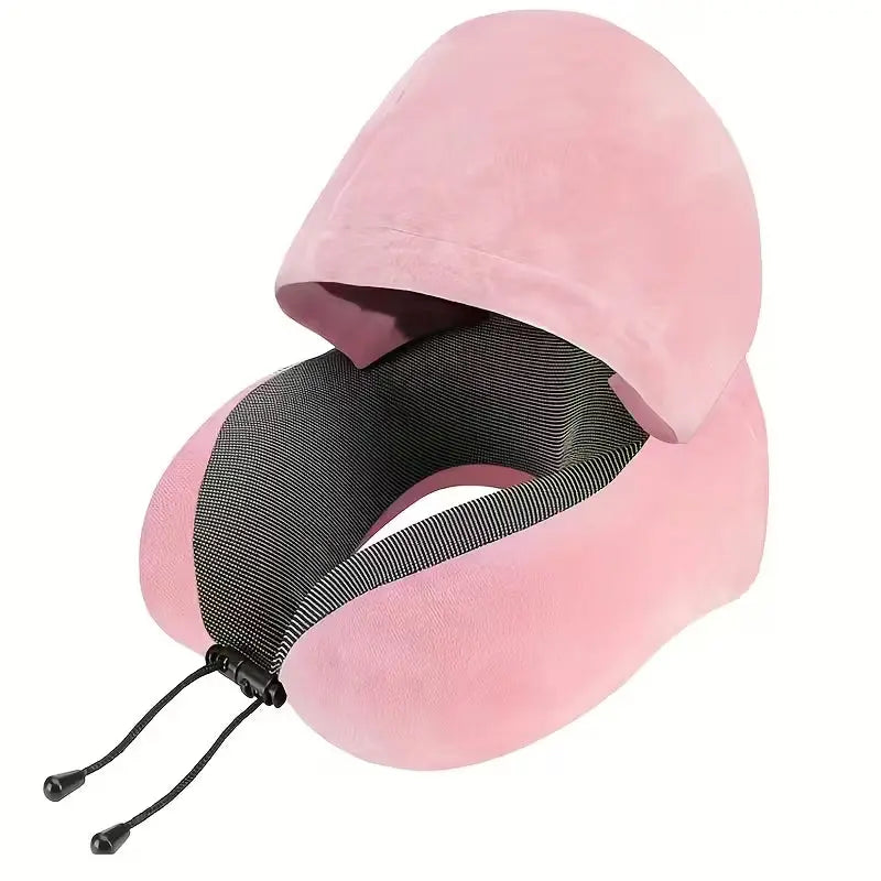Hooded U-Shaped Memory Foam Travel Neck Pillow with Detachable Hood | Rest Anywhere with Hooded Comfort | Travel Pillows