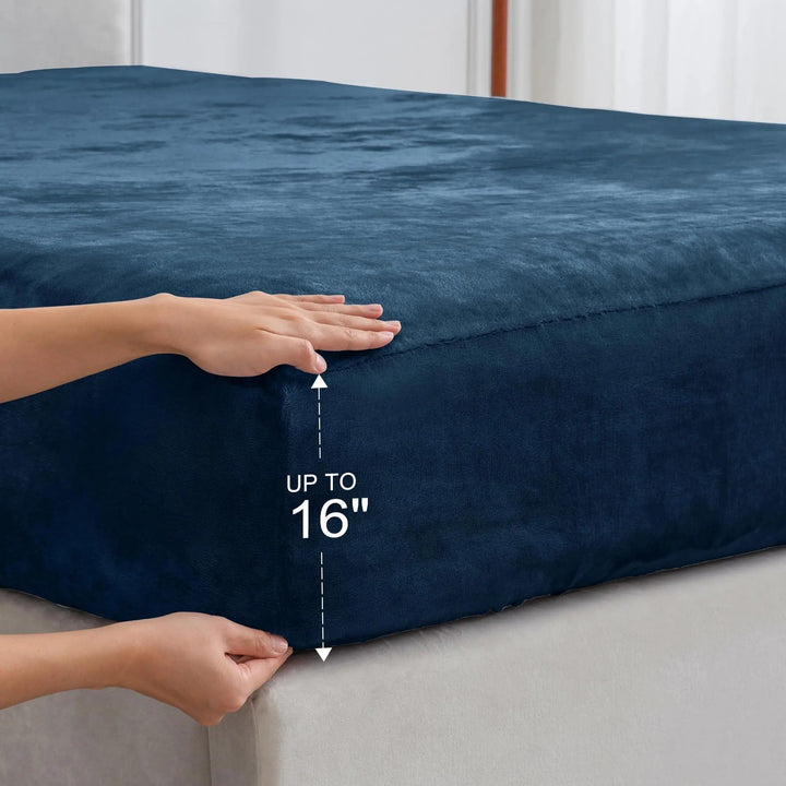 Flannel Fleece Bed Sheet Set with Deep Pocket Fitted Sheet | Brushed Fleece Warmth for Winter | Bedding Sets