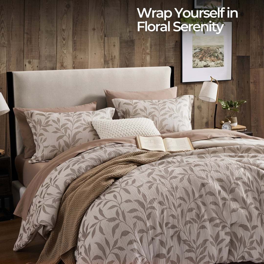Four Piece Microfiber Floral Duvet Cover Set with Hidden Zipper | Floral Microfiber with Hidden Zipper | Bedding Sets