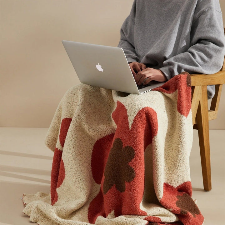 Soft Floral Plush Blanket in Black Red and Orange | Floral Plush Softness at Home | Throw Blankets