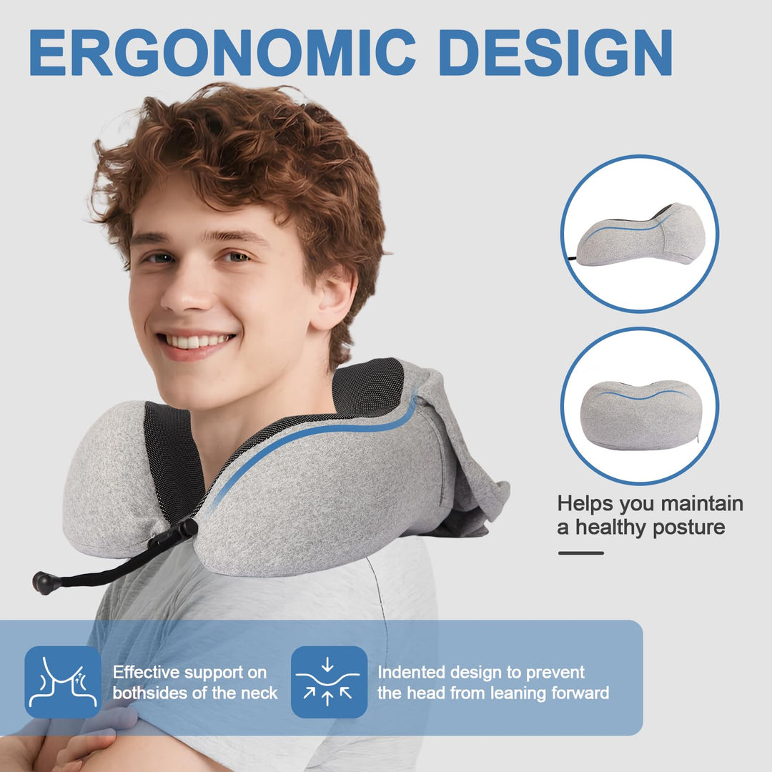 Hooded U-Shaped Memory Foam Travel Neck Pillow with Detachable Hood | Rest Anywhere with Hooded Comfort | Travel Pillows