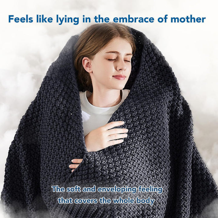 Knitted Weighted Blanket in Cooling Microfiber, 5 to 20 lb Options | Breathable Knit Weighted Comfort | Weighted Blankets