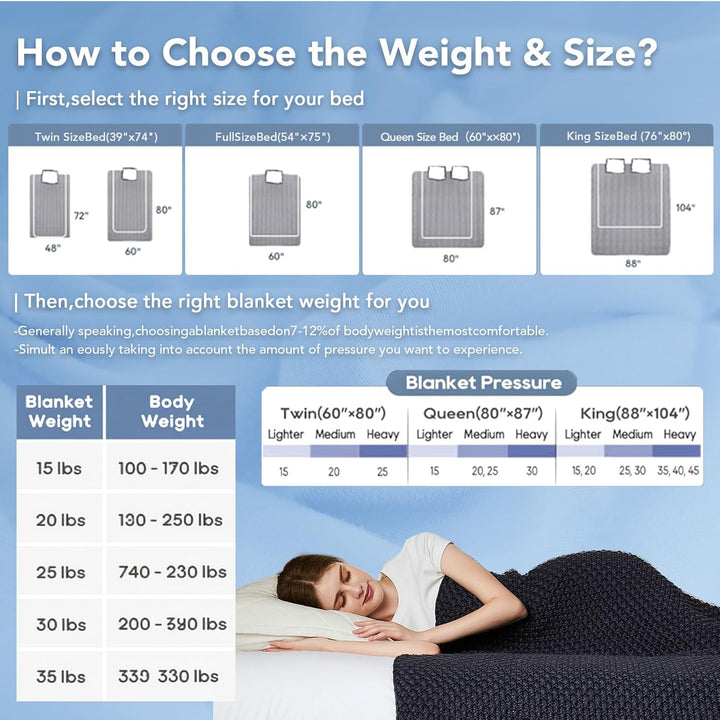 Knitted Weighted Blanket in Cooling Microfiber, 5 to 20 lb Options | Breathable Knit Weighted Comfort | Weighted Blankets