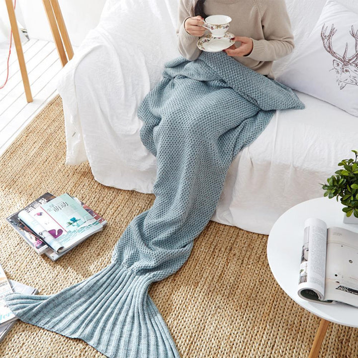 Crocheted Mermaid Tail Blanket in Soft Cotton Blend, Child and Adult | Snuggly Mermaid Tail Crochet | Throw Blankets