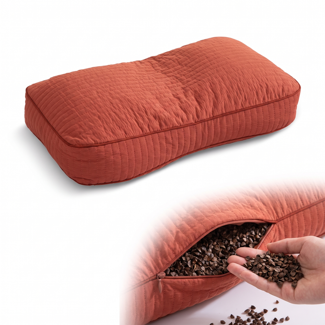 Adjustable Buckwheat Hull Pillow for Back and Side Sleeping | Adjust Height to Your Exact Fit | Bed Pillows