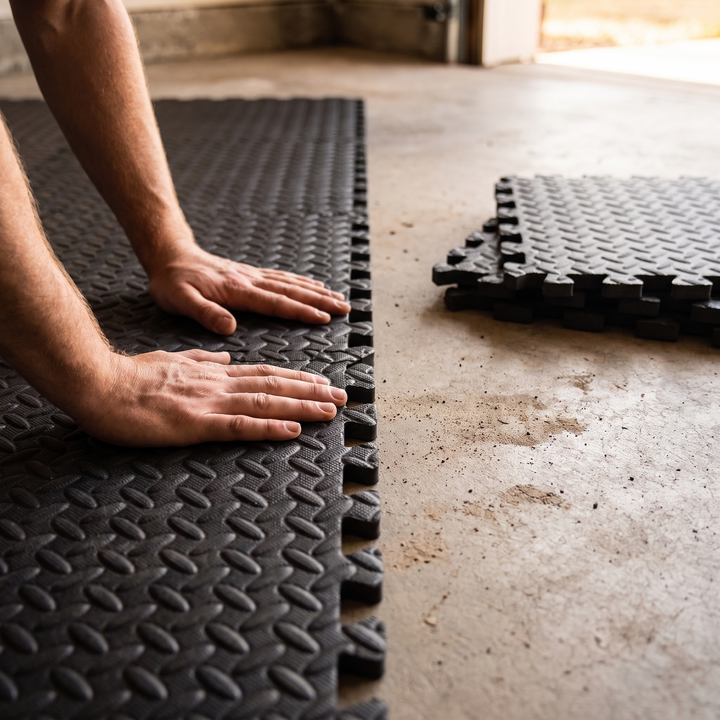 Interlocking Gym Mat Flooring Tiles for Home Workout Zones | Cushioned Floor Tiles for Training | Gym Mats
