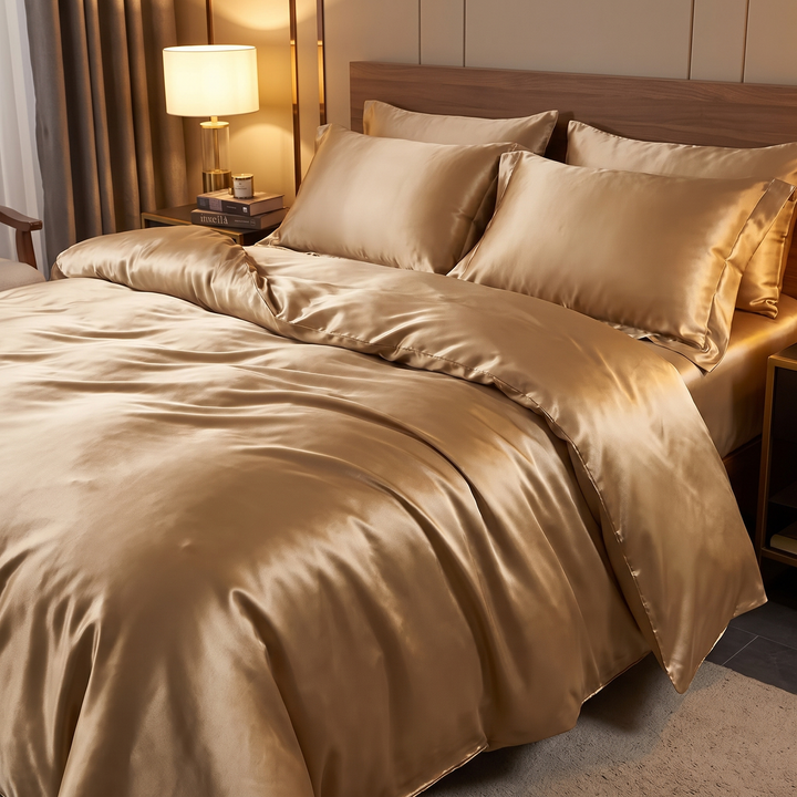 100% Mulberry Silk Bedding Set with Duvet Cover and Pillowcases | Pure Silk Bedding for Cooler Nights | Bedding Sets