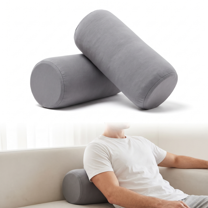 Soft Microbead Roll Pillow Set for Neck and Lower Back Support | Squishy Rolls for Neck and Back | Neck Rolls