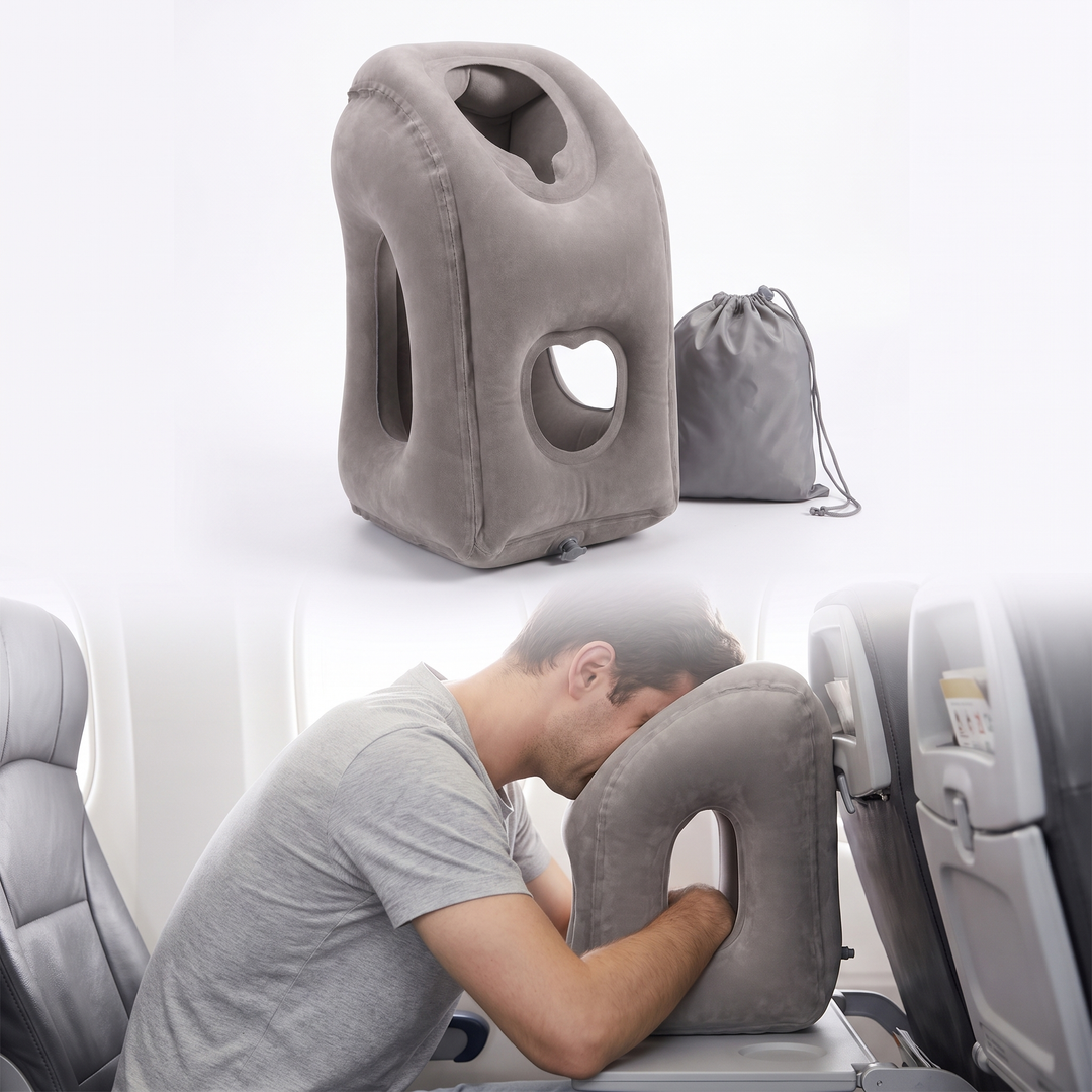 Inflatable Travel Headrest for Leaning Forward | Rest Forward on Flights and Trains | Travel Pillows