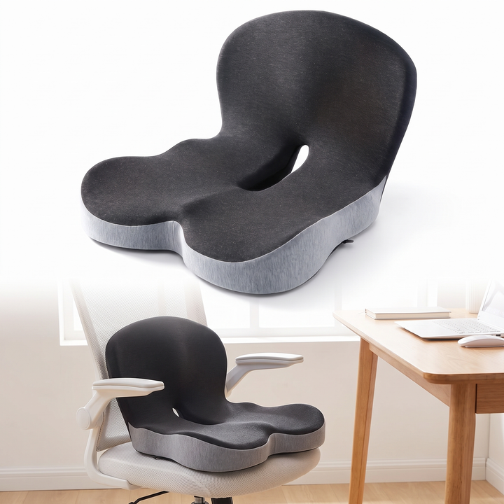 Contoured Memory Foam Seat Cushion Duo for Office and Car | Two Cushions, Two Seats | Seat Cushions