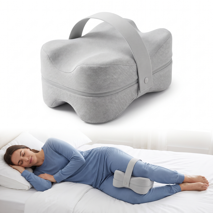 Adjustable-Strap Memory Foam Knee Pillow for Side Sleepers | Knees Stay Apart All Night | Wedge Pillows