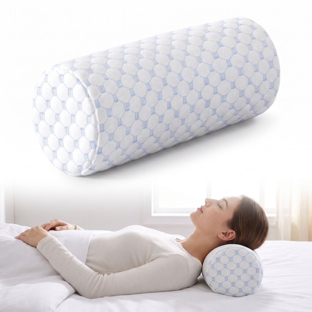 Cooling Neck Roll Pillow with Memory Foam Core | Cylinder Support for Your Neck | Neck Rolls