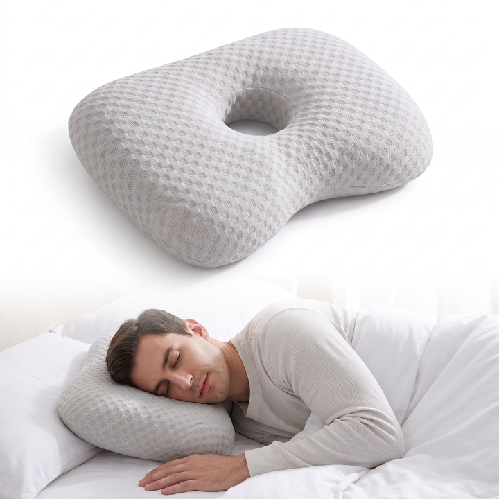Curved Ear Pillow with Open Center for Side Sleepers | Pressure-Free Comfort for Your Ears | Bed Pillows