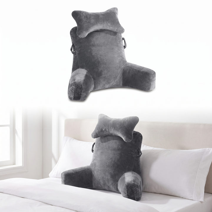 Extra Large 31 Inch Reading Pillow with Detachable Neck Roll | Full Back Support for Bed Reading | Reading Pillows