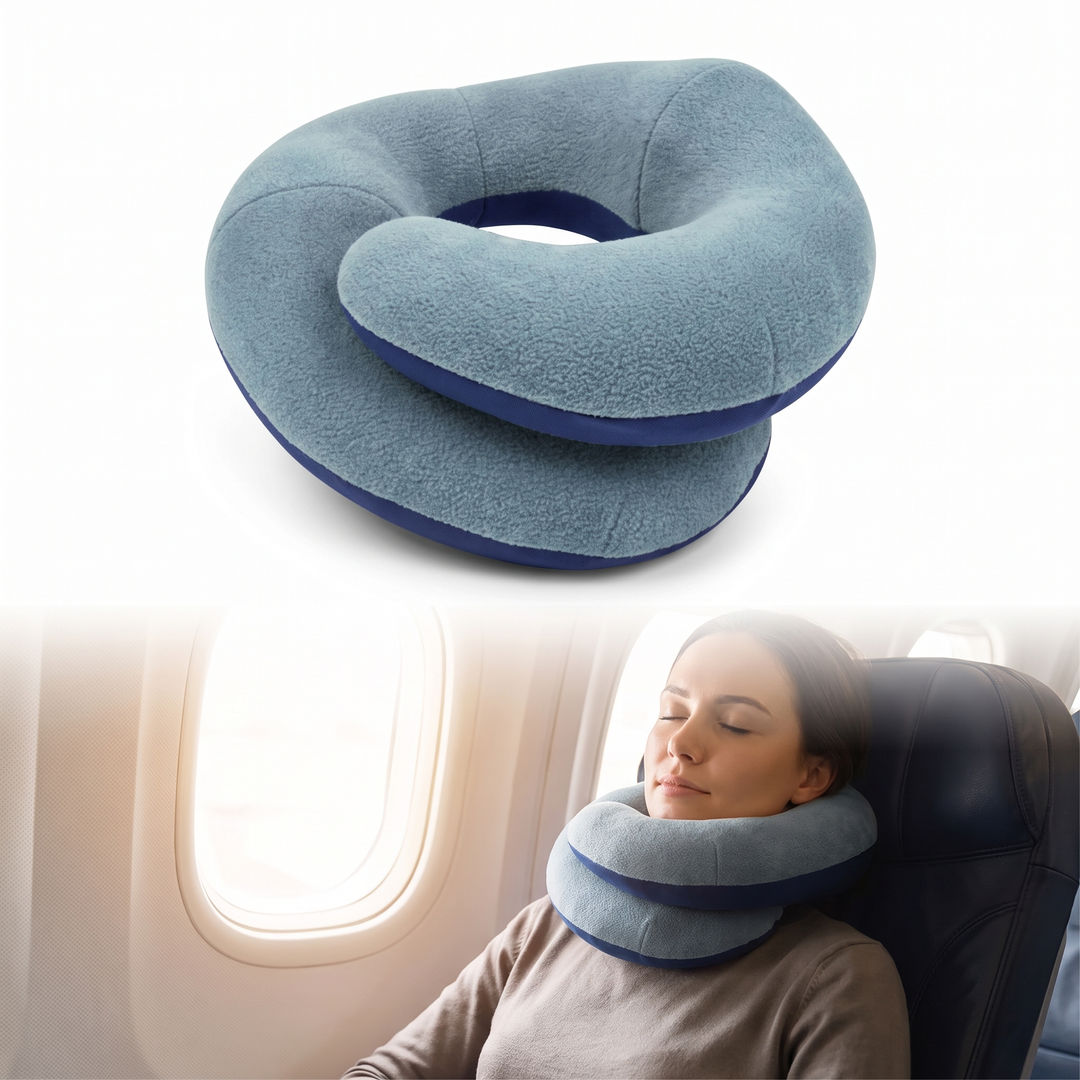 Double-Support Travel Neck Pillow with Chin Support | Support for Head, Neck and Chin | Travel Pillows
