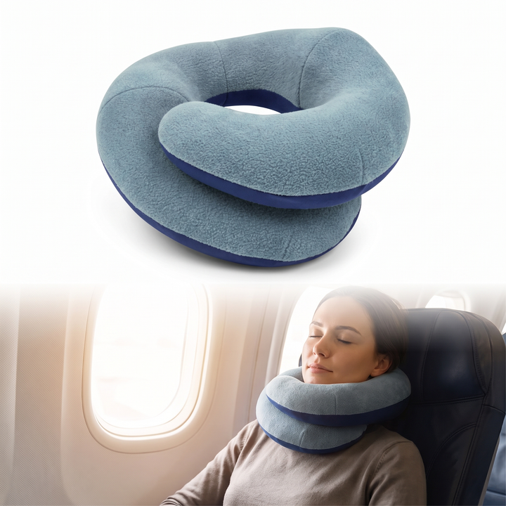 Double-Support Travel Neck Pillow with Chin Support | Support for Head, Neck and Chin | Travel Pillows
