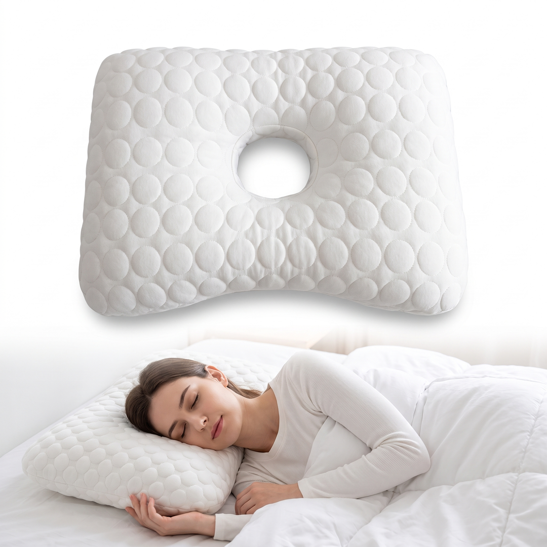 Ear Piercing Donut Pillow for Side Sleepers | Sleep on Your Side Without Ear Pressure | Bed Pillows